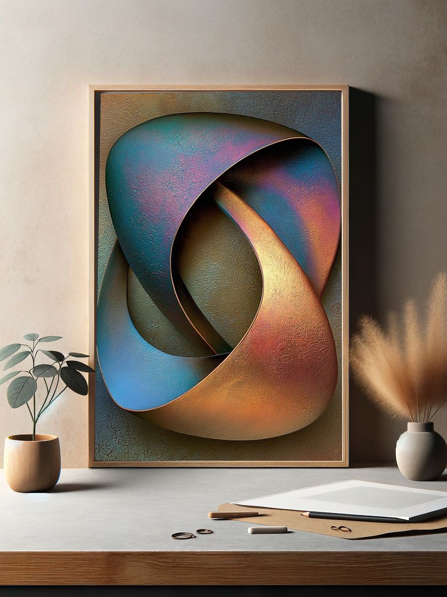 Interwoven Color Forms Abstract Poster. — room view 2