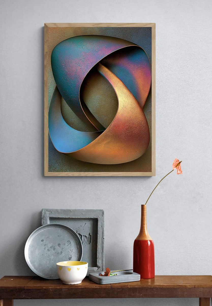 Interwoven Color Forms Abstract Poster. — room view 3