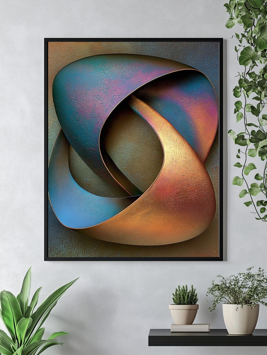 Interwoven Color Forms Abstract Poster. — room view 4