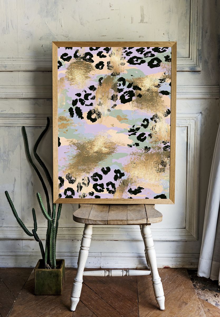 Pastel Leopard Abstract Poster. — room view 1