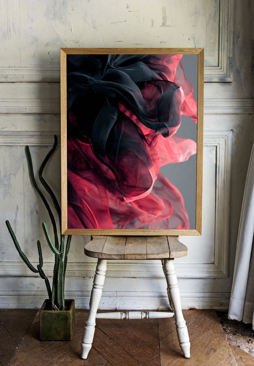 Crimson Smoke Abstract Poster room preview