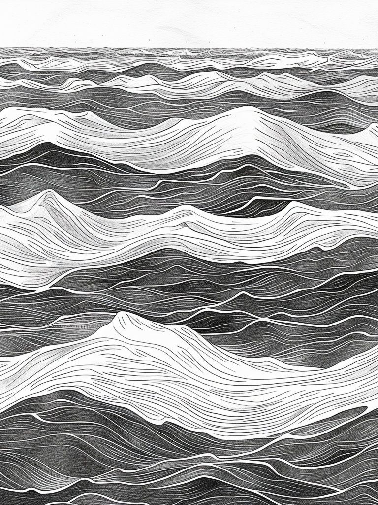 Wavy Monochrome Landscape Print. poster detail