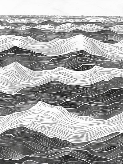 Wavy Monochrome Landscape Print. poster