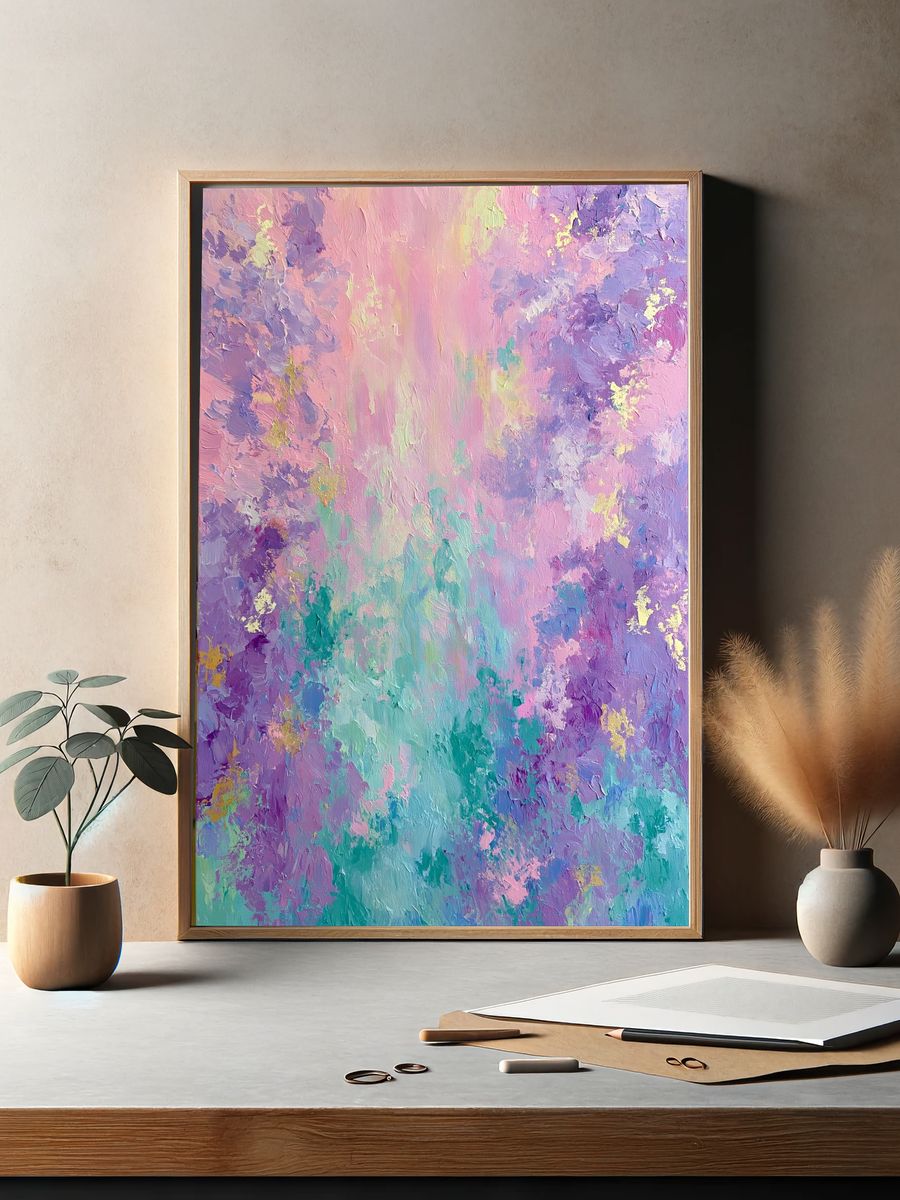 Pastel Dreamscape Abstract Poster. — room view 2