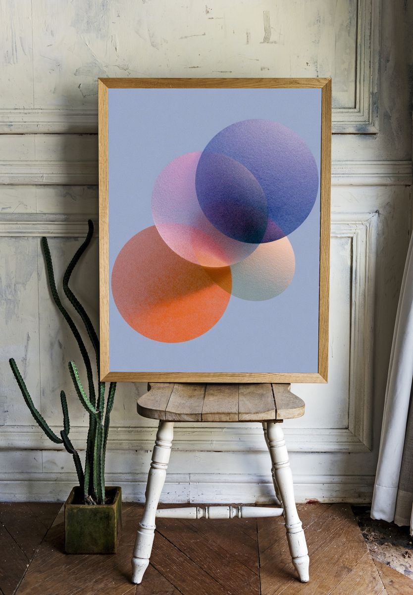 Pastel Overlap Circles Abstract Poster. room preview