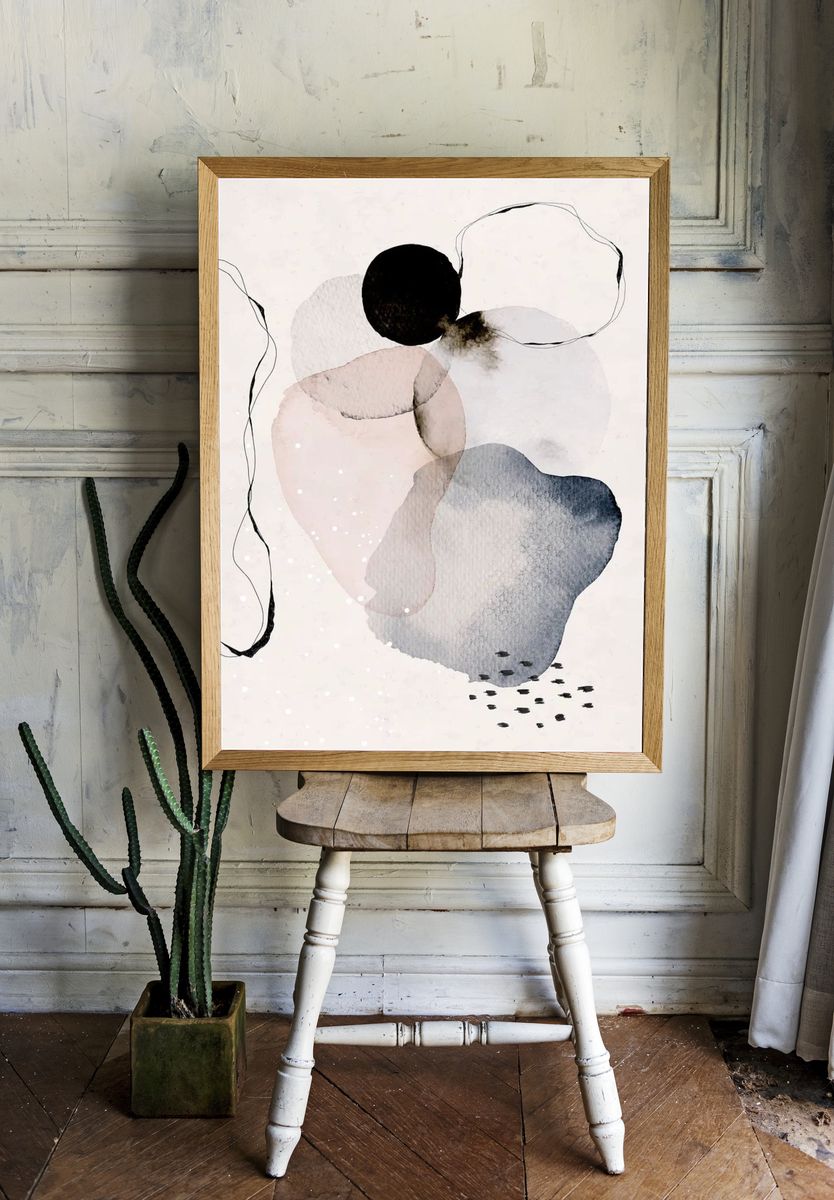 Colorful abstract watercolor circles design. — room view 1