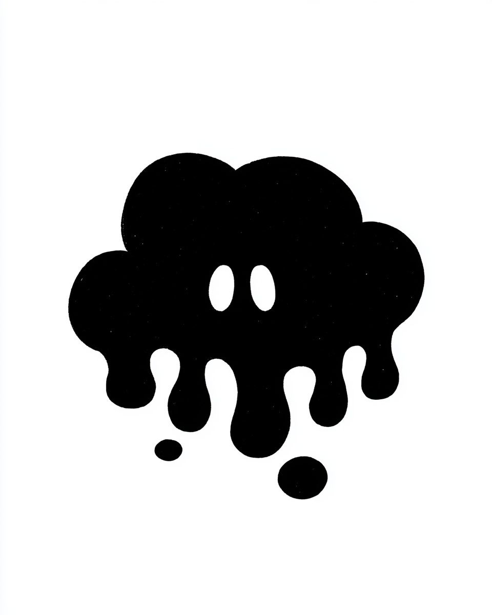 Melting Black Blob Minimalist Print. poster — abstract art