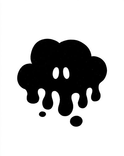 Melting Black Blob Minimalist Print. poster