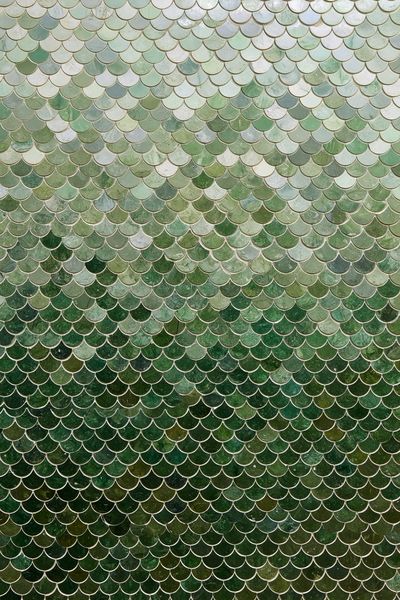 Green Scallop Mosaic Abstract Print.