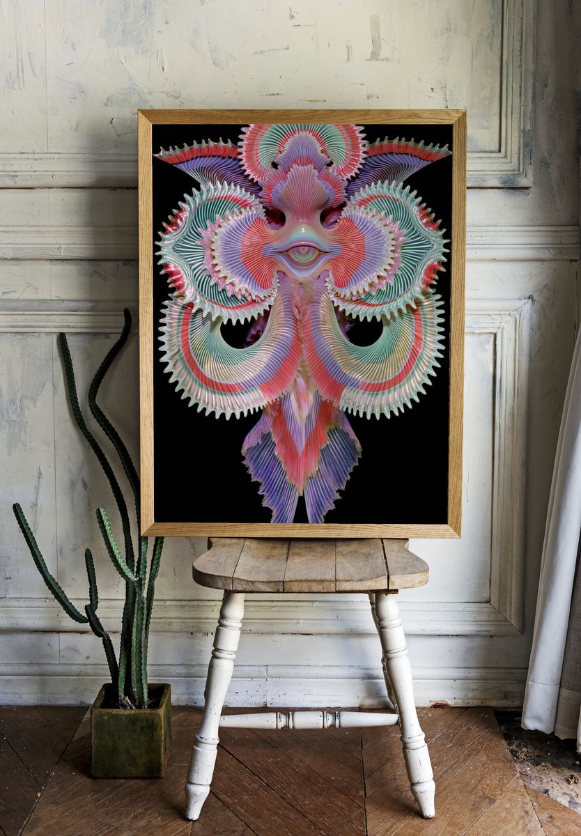 Surreal Floral Eye Abstract Print. — room view 1
