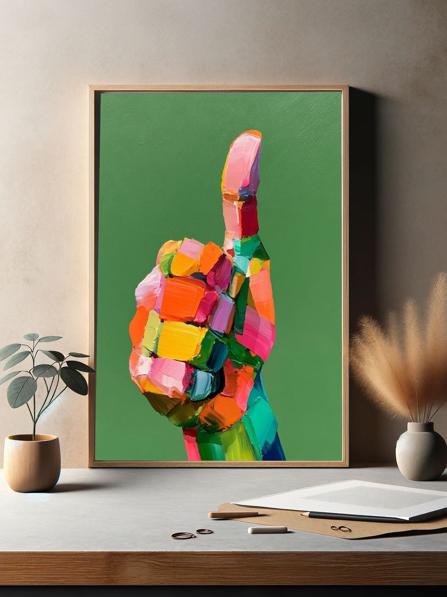 Colorful Thumbs-Up Abstract Poster. — room view 2