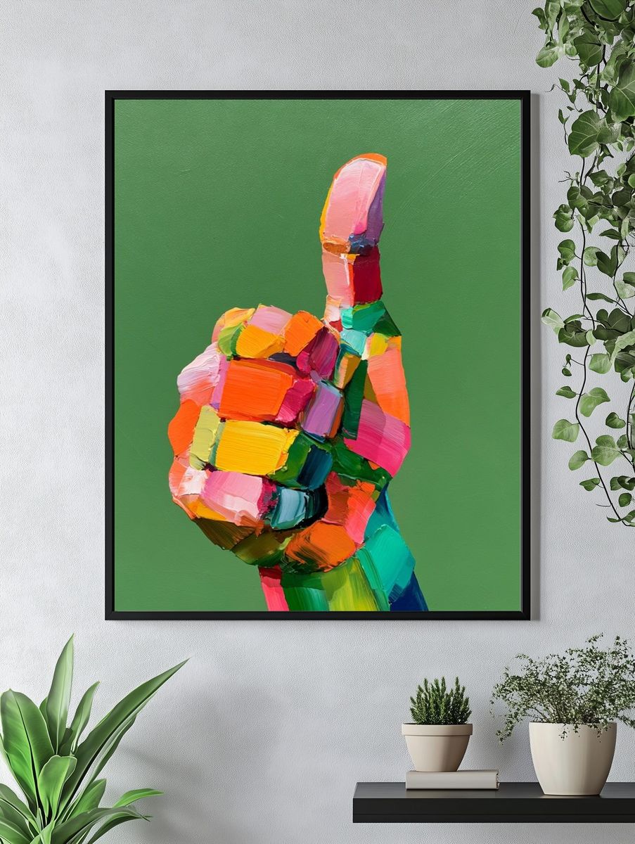 Colorful Thumbs-Up Abstract Poster. — room view 4