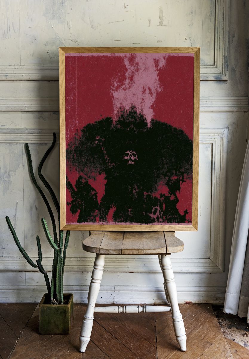 Abstract Crimson Bloom Poster. — room view 1