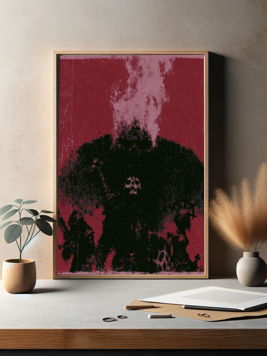 Abstract Crimson Bloom Poster. — room view 2