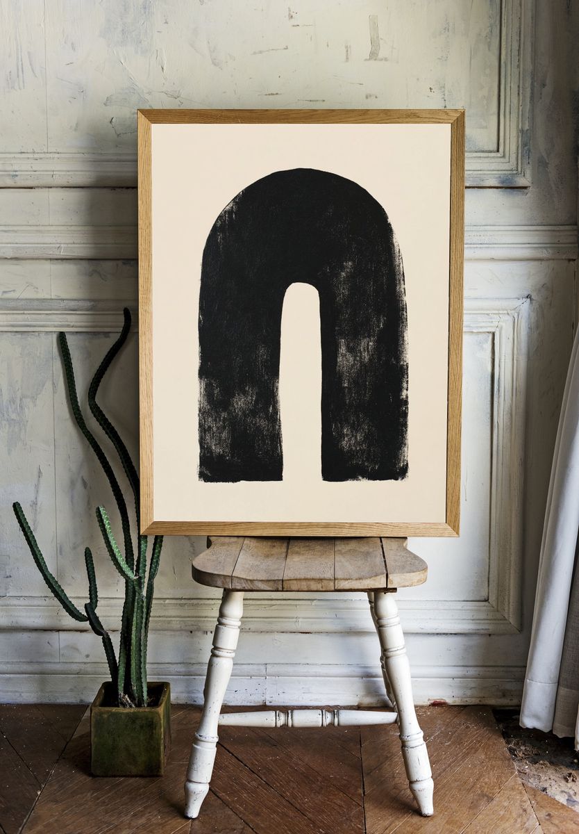 Monochrome Arch Abstract Print. — room view 1