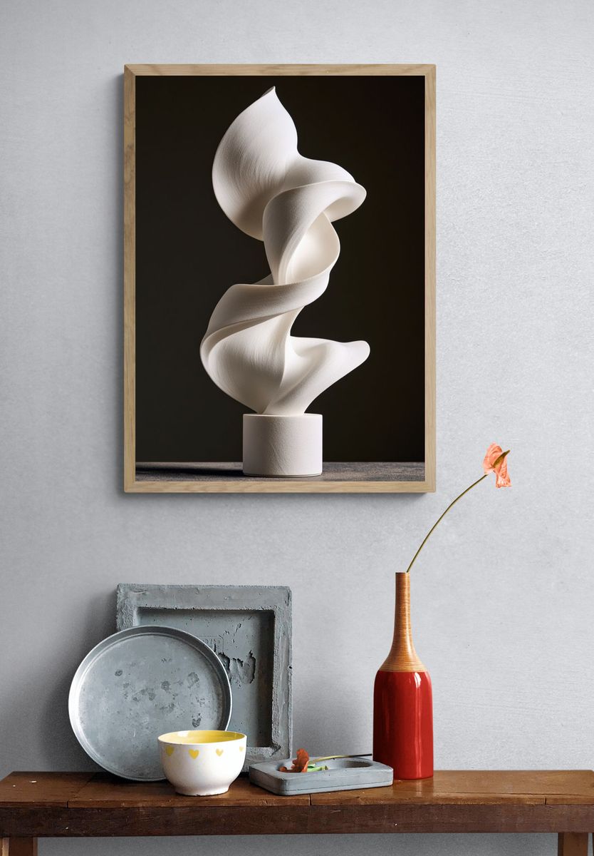 Abstract White Sculpture Poster. — room view 3