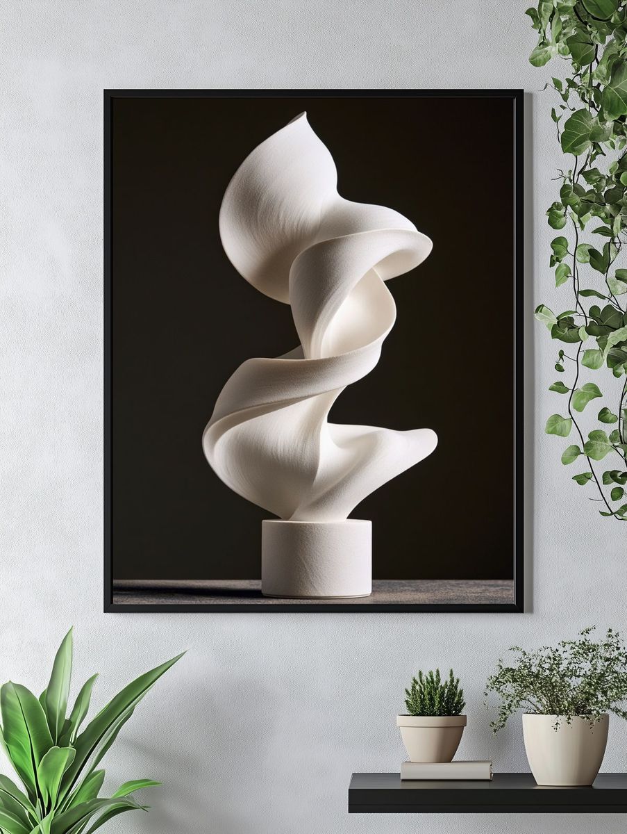 Abstract White Sculpture Poster. — room view 4