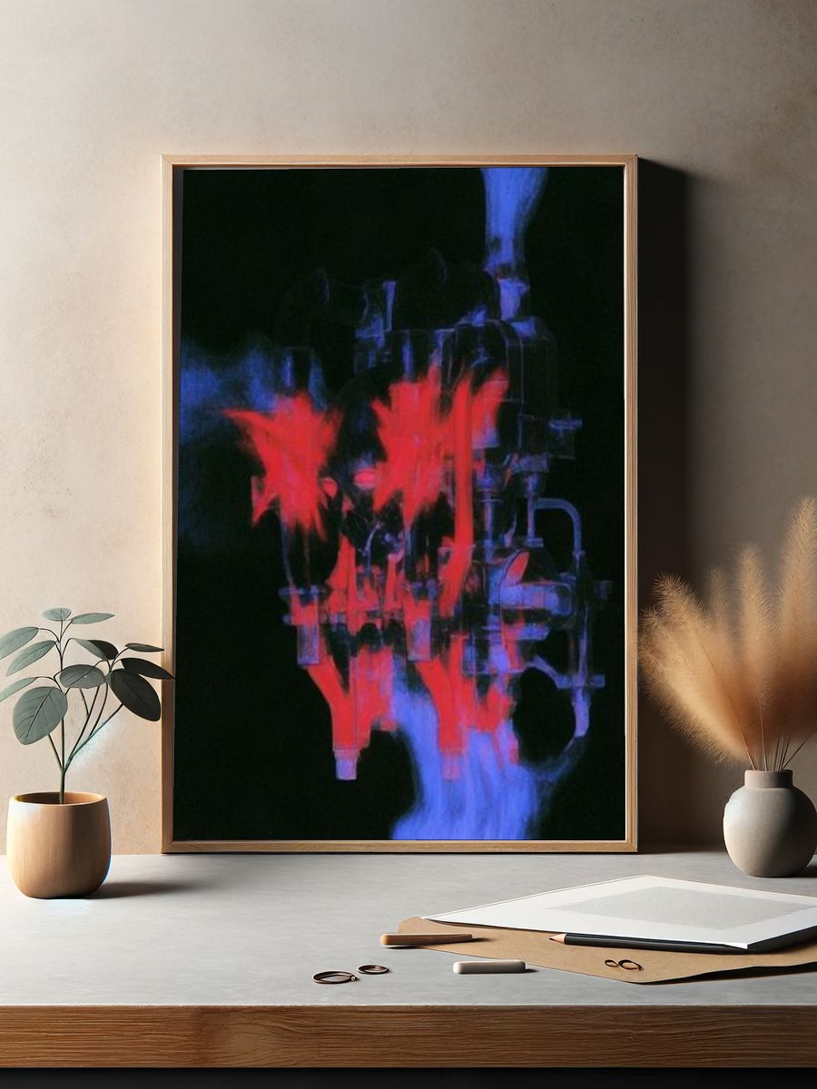Neon Glitch Abstract Poster. — room view 2