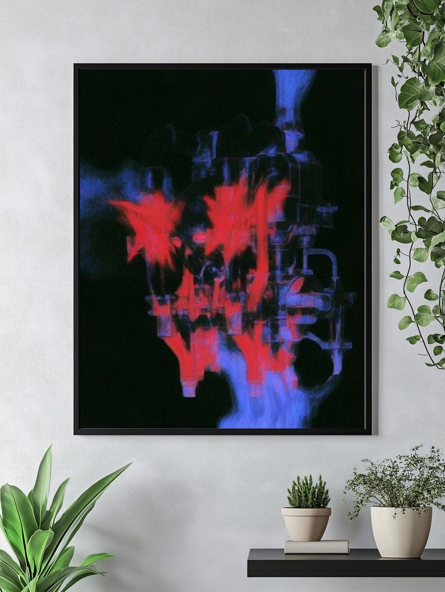 Neon Glitch Abstract Poster. — room view 4