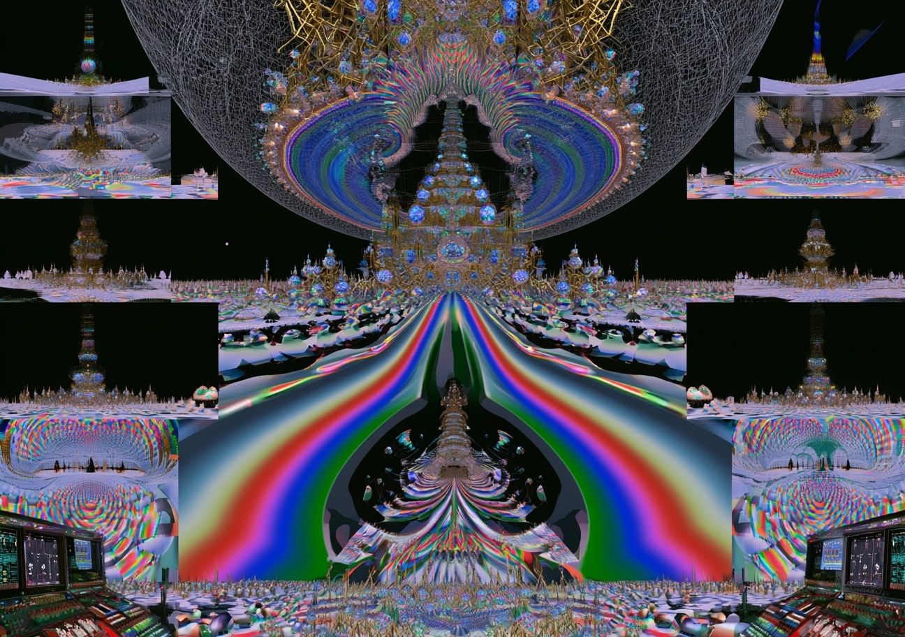 Psychedelic Temple Dreamscape Poster. poster — abstract art