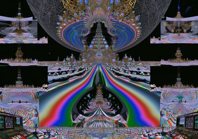 Psychedelic Temple Dreamscape Poster. poster