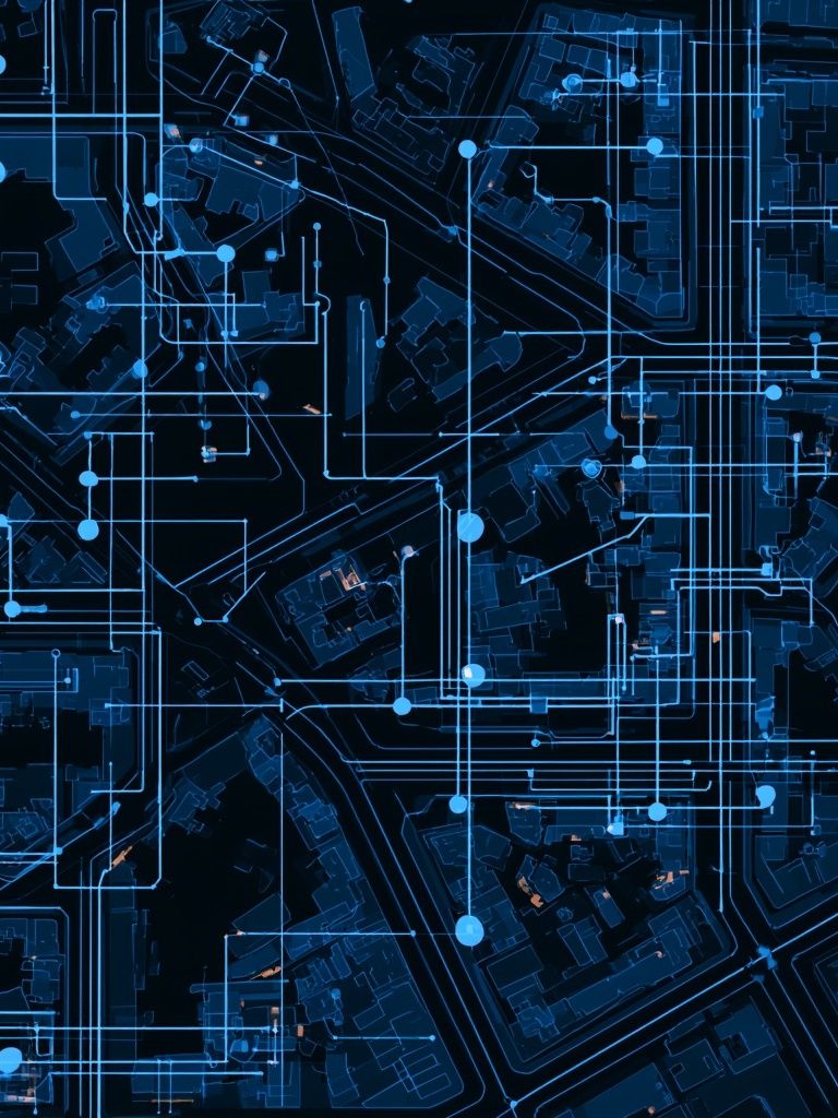 Neon Circuit Grid Abstract Poster. poster — abstract art