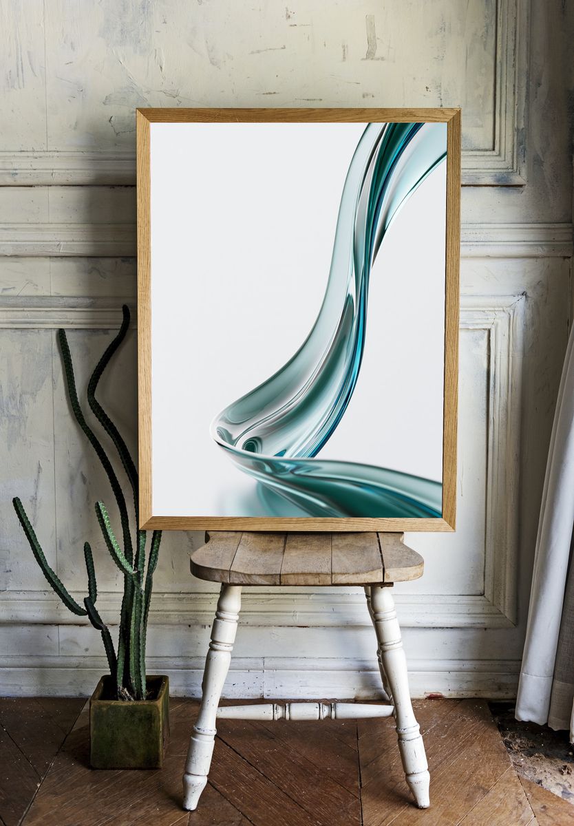 Glass Wave Abstract Print. room preview
