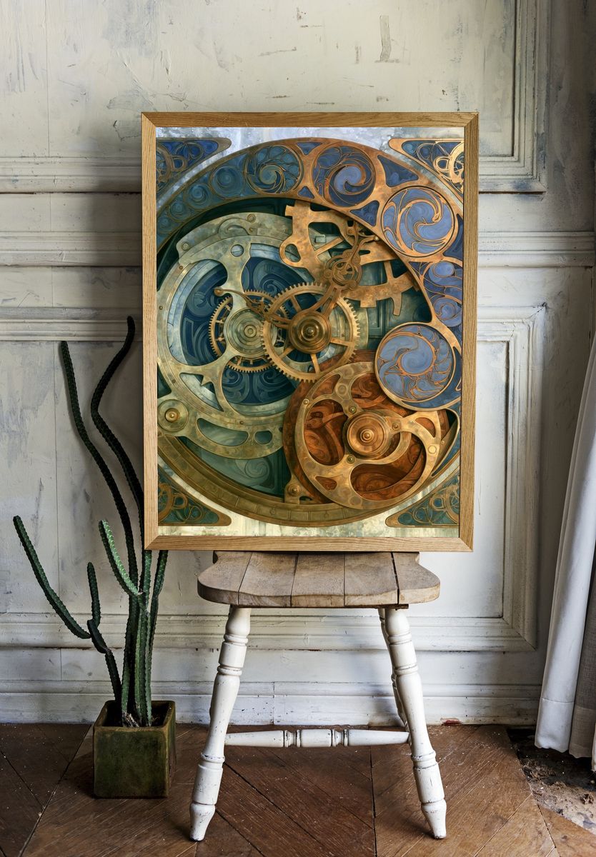Steampunk Gears Abstract Poster. — room view 1