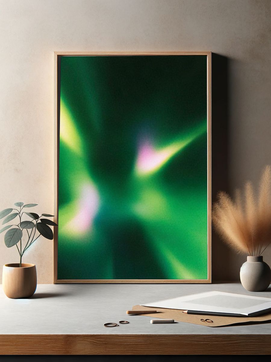 Emerald Aurora Abstract Poster. — room view 2
