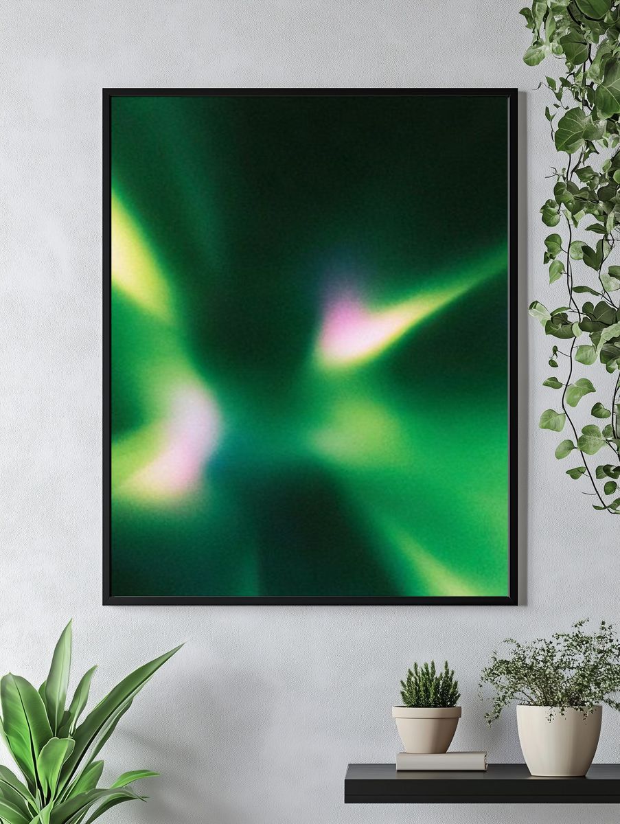 Emerald Aurora Abstract Poster. — room view 4