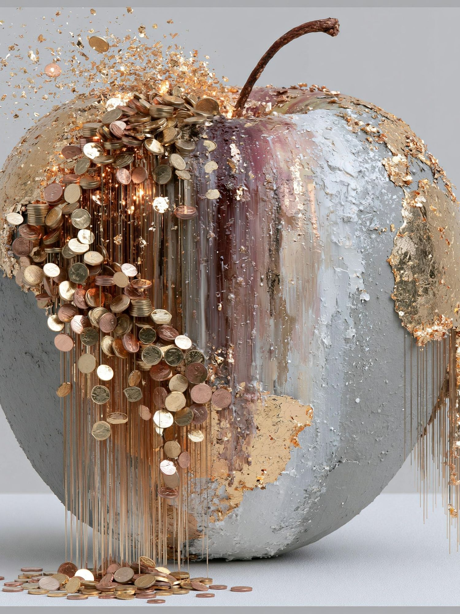 Golden Coin Apple Abstract Print. poster — abstract art