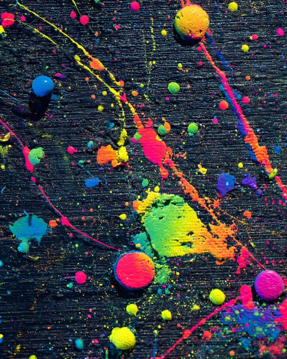 Neon Paint Splatter Abstract Poster. poster detail
