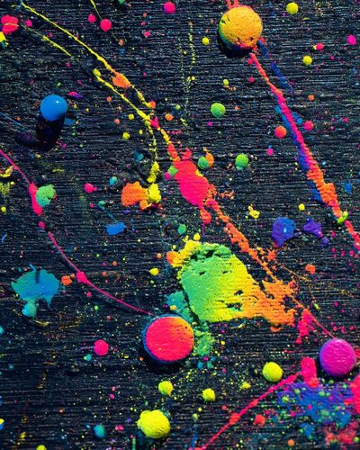 Neon Paint Splatter Abstract Poster. poster print