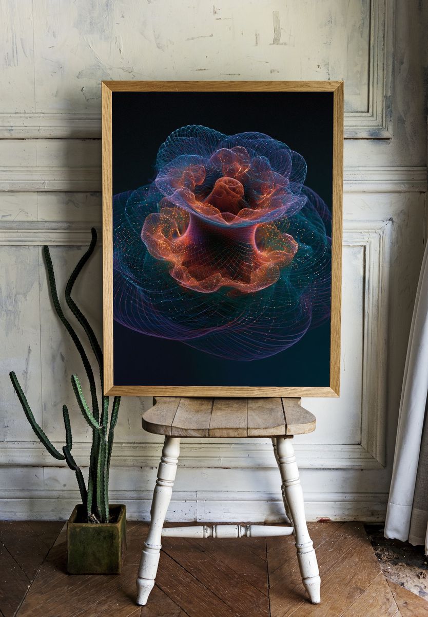Neon Bloom Abstract Poster. room preview
