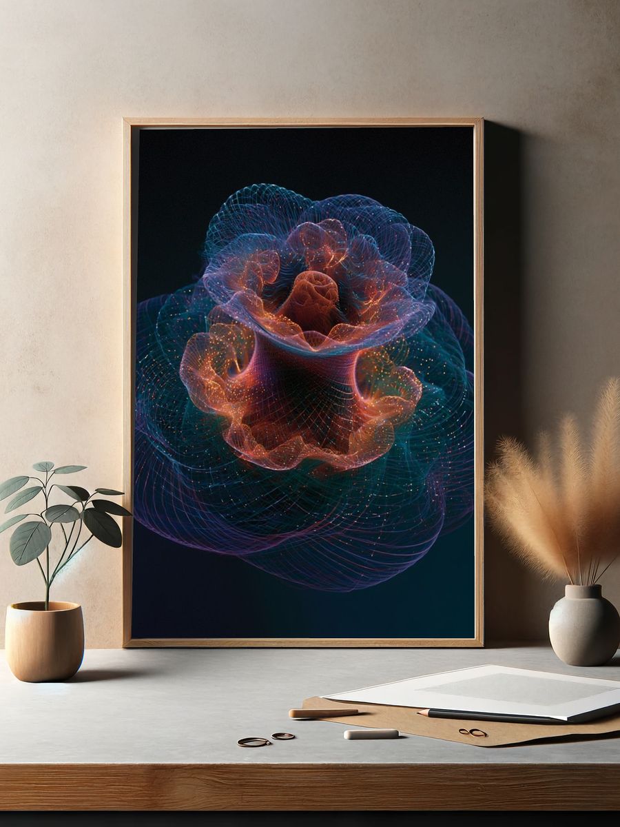 Neon Bloom Abstract Poster. — room view 2