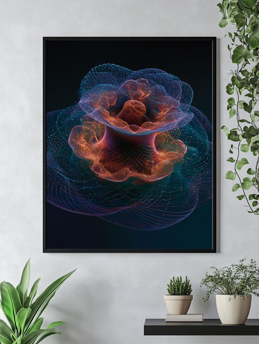 Neon Bloom Abstract Poster. — room view 4
