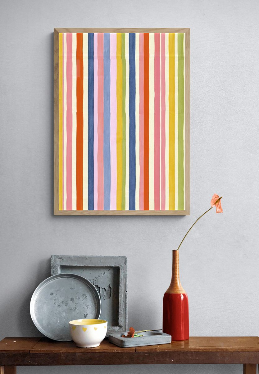 Pastel Stripe Abstract Poster. — room view 3