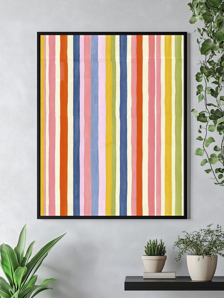 Pastel Stripe Abstract Poster. — room view 4