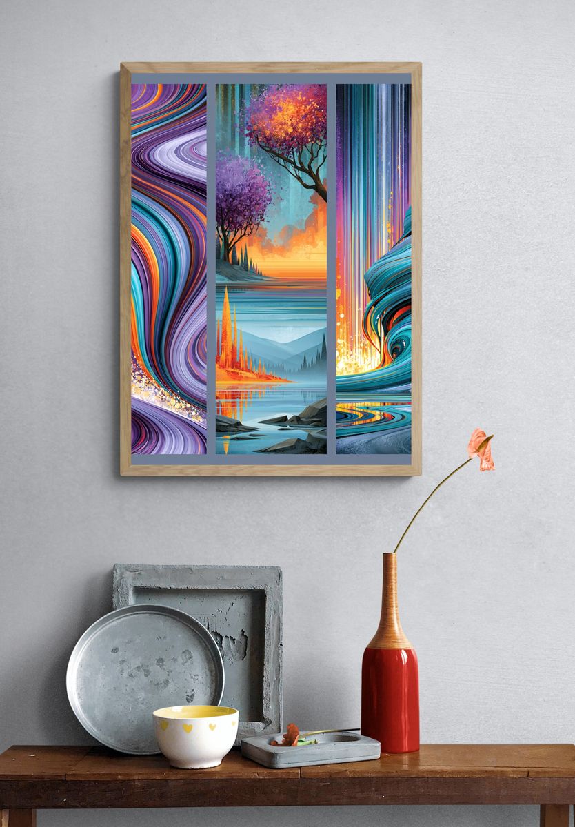 Abstract Color Flow Poster. — room view 3