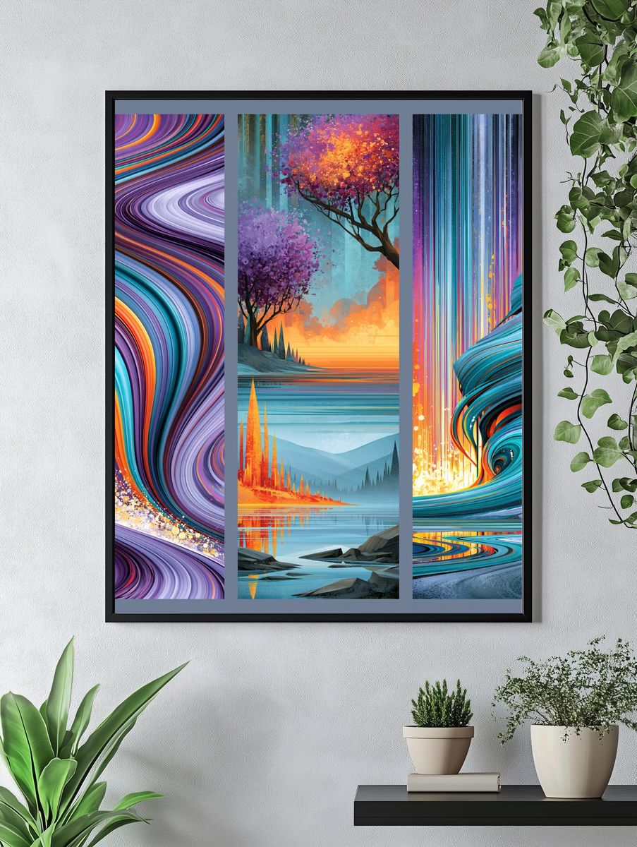 Abstract Color Flow Poster. — room view 4