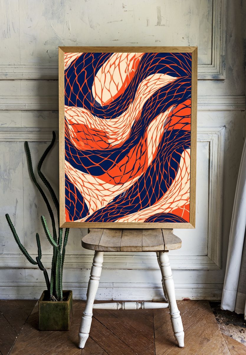 Abstract Wave Mesh Poster. — room view 1