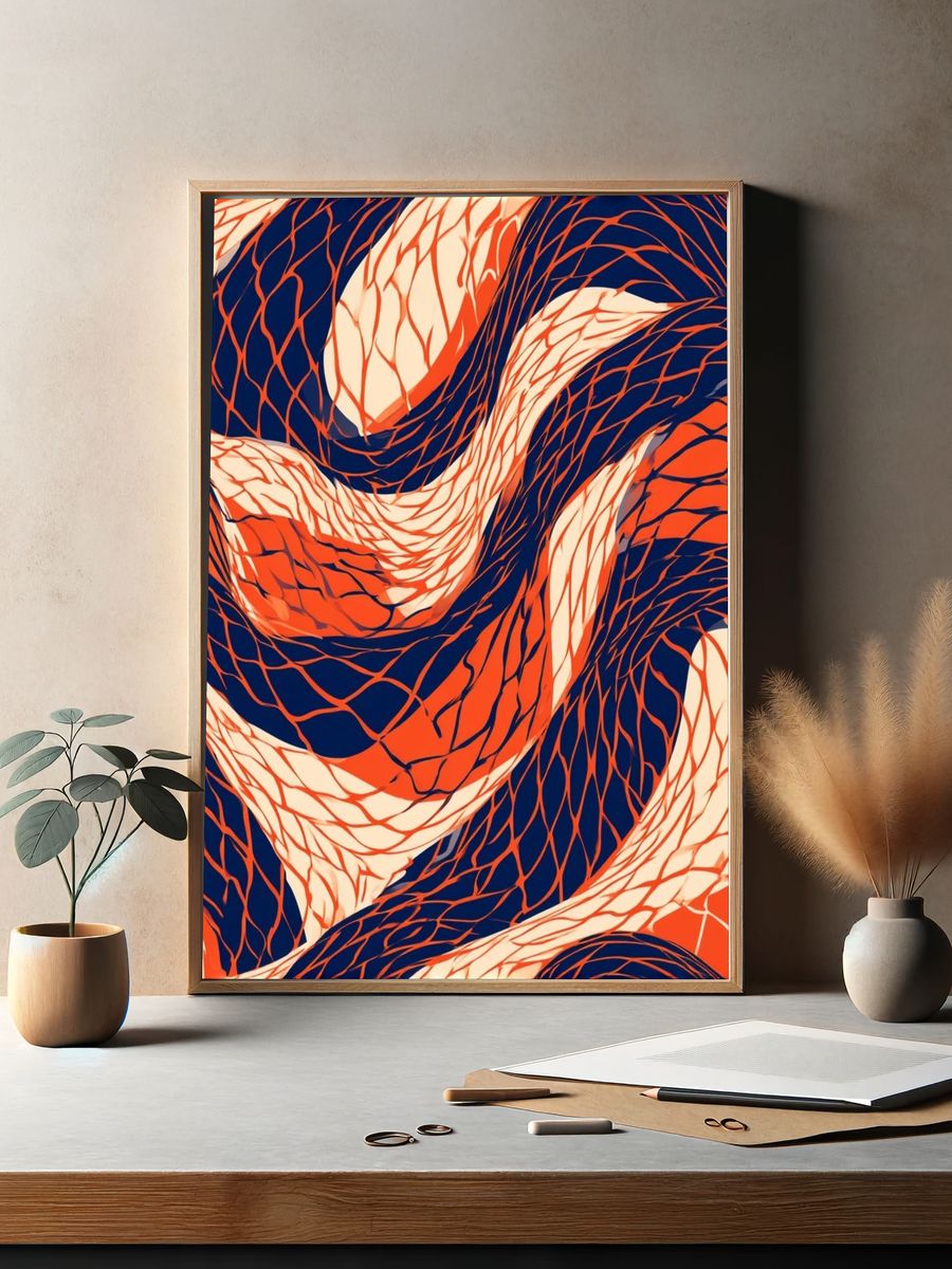 Abstract Wave Mesh Poster. — room view 2