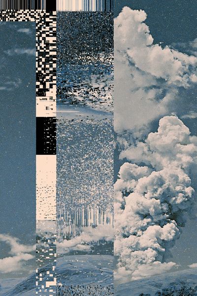 Glitch Cloudscape Abstract Print.