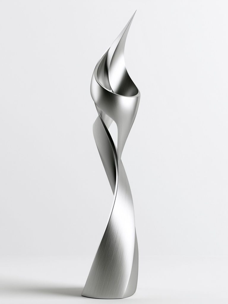 Silver Spiral Sculpture Poster. poster — abstract art