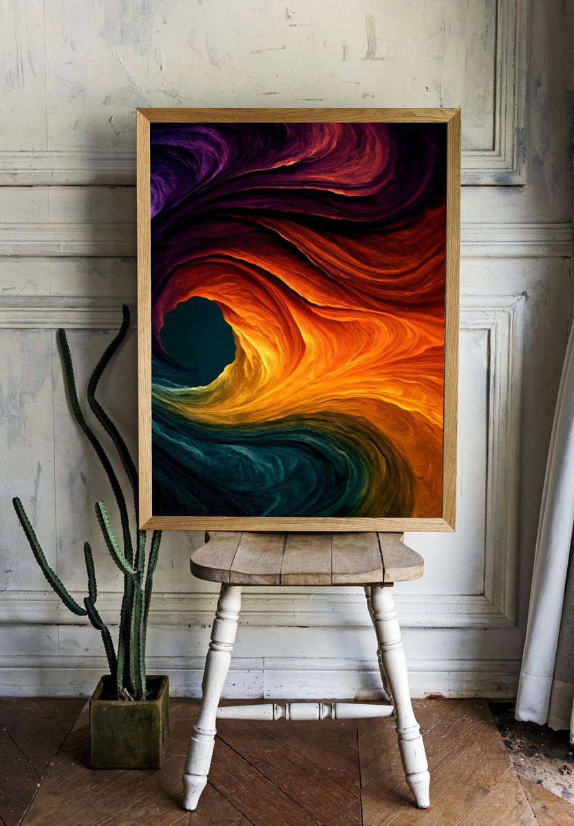 Vibrant Color Wave Abstract Poster. room preview