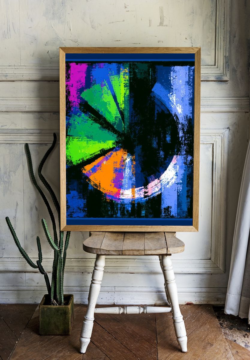 Neon Color Wheel Abstract Poster. — room view 1