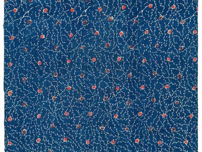 Blue Japanese fabric pattern. Original. poster print