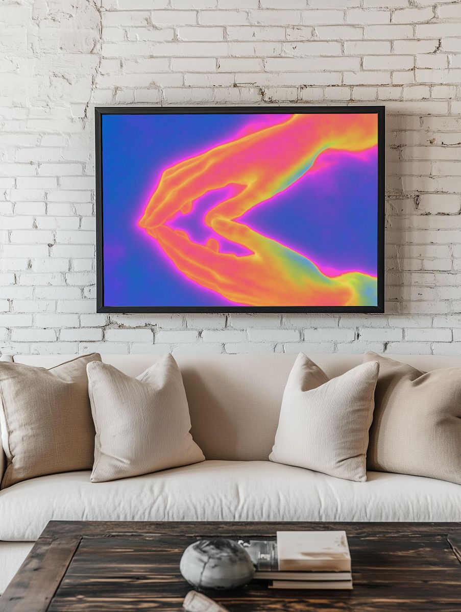 Neon Hands Abstract Poster. room preview