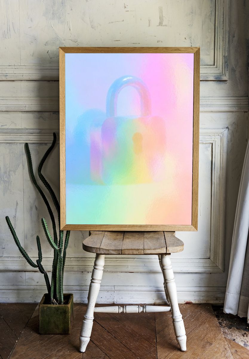 Pastel Padlock Abstract Poster. room preview