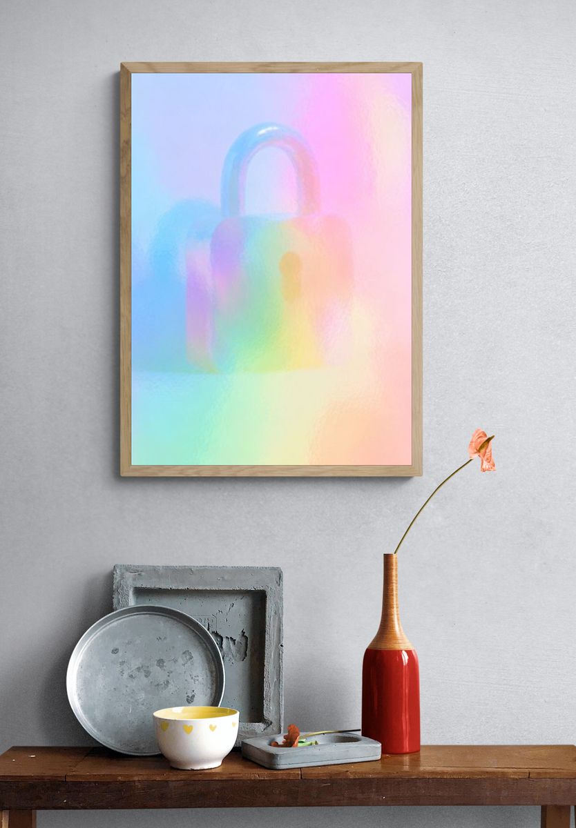 Pastel Padlock Abstract Poster. — room view 3